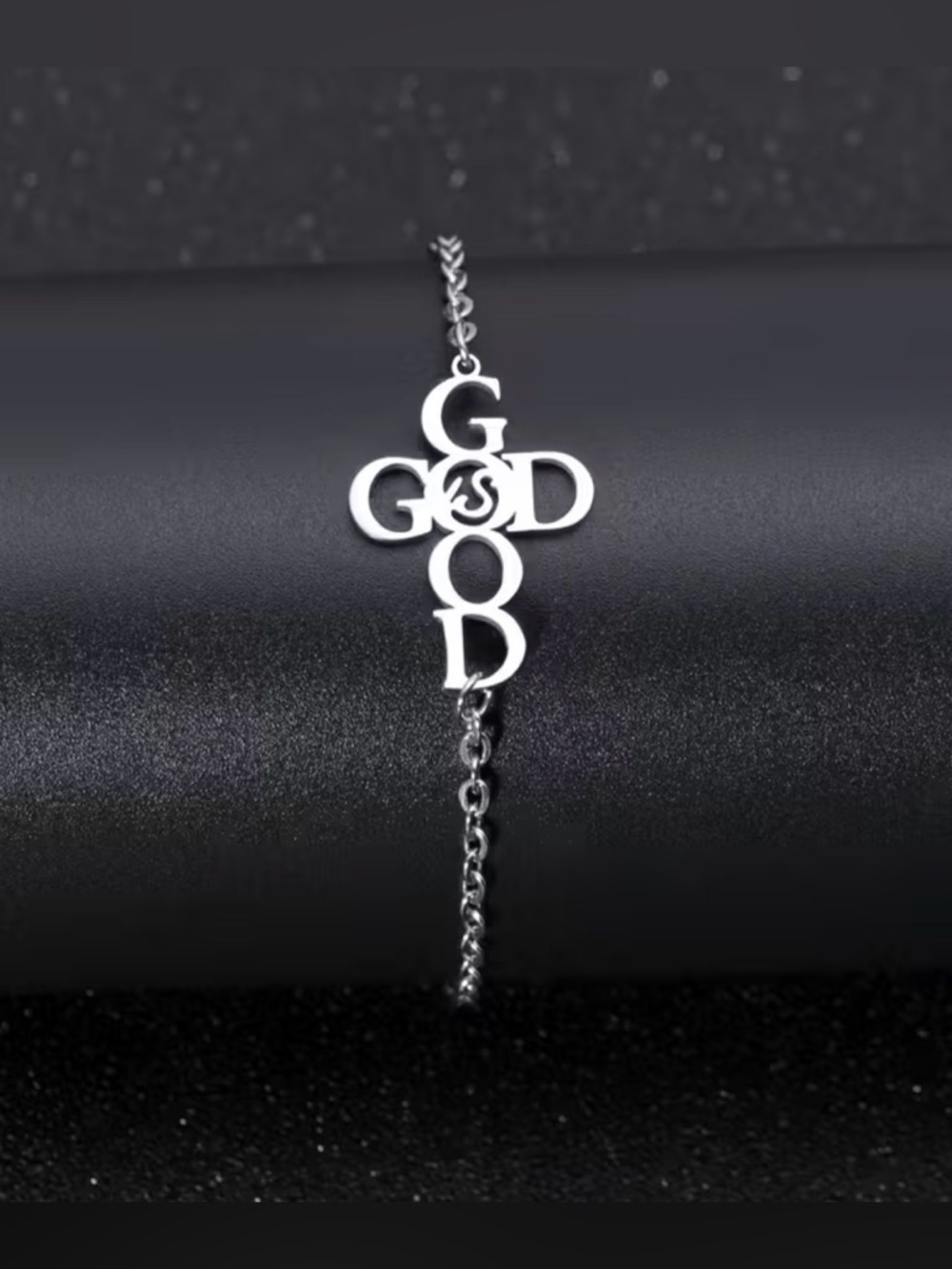 Silver Cross 'GOD is Good’ Letter Bracelet - Silver